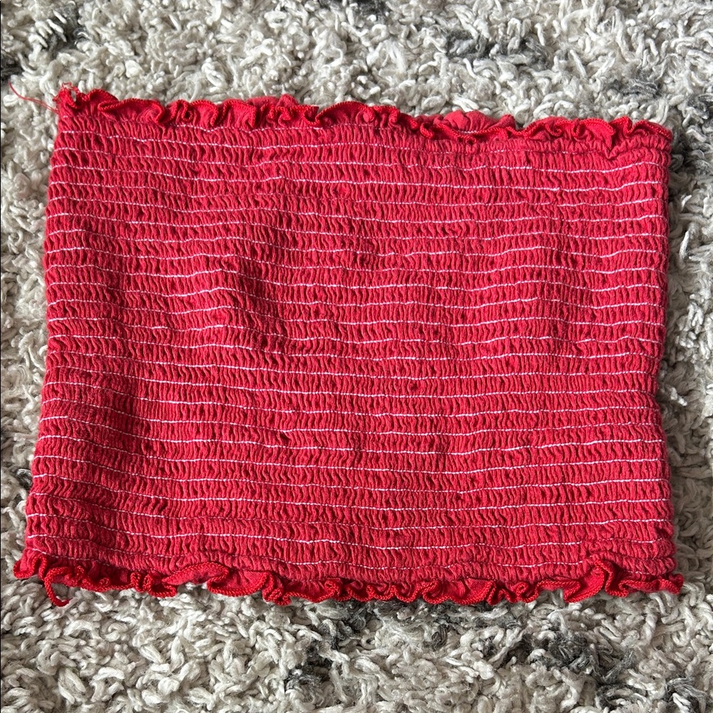 Vibrant Red Smocked Women's Top